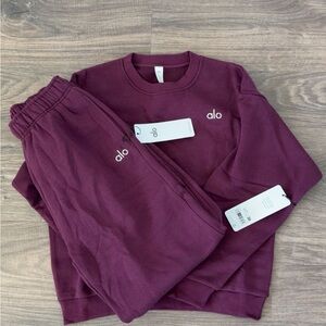 NWT Alo Yoga accolade crew neck and straight leg sweatpant set